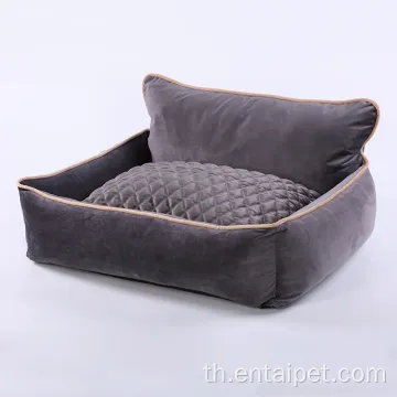 PET PET MARGRANGULAR BED DOG BED พร้อมที่นอนหมอน